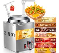 Nacho Cheese Dispenser - 2.8 Qt Nacho Cheese Warmer Machine with Pump, Stainless Steel Hot Fudge Sauce Warmer W/6-Level Temperature Adjustment,Syrup Hot Fudge Dispenser for Hot Fudge Cheese Caramel