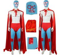 Nacho Libre Costume Mexican Wrestler Costume Cosplay Outfit Red Long Cloak (Red, S)