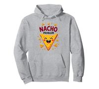 Nacho Problem: Cute Mexican Food Pun Graphic Pullover Hoodie, Adult Unisex, Heather Grey, S