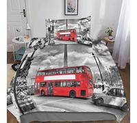 NACHOMACHO LONDON BUS Duvet Cover Set 3D Bedding Set with Pillowcase 2 Pcs Soft Microfiber Quilt Cover with Zipper Closure for Teens And Adults All Season Single(135x200cm)