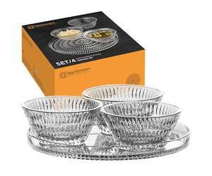 Nachtmann Ethnic 105766 4-Piece Serving Set with 1x Plate and 3X Bowls, Crystal Glass Tableware Set, Dishwasher Safe