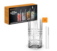 Nachtmann Spiegelau Tastes Good 103144 9-Piece Long Drink Set, 4 x Long Drink Glasses (445 ml), 4 x Glass Drinking Straws, 1 x Cleaning Brush, Tastes Good
