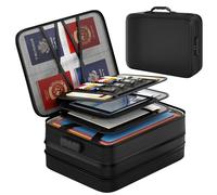 Nacial Fireproof Document Box with Lock, Expandable Document Organiser, Heat Insulated, Fireproof, Waterproof Box for Storing Files, Portable, Sturdy Handle for Important