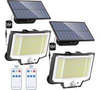 NACINIC Solar Lights Outdoor, 3 Modes Solar Security Light Outdoor Motion Sensor, 200 LED Flood Light with Remote Control, Solar Powered PIR Lights for Garden Yard Shed Garage