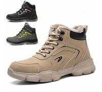 NACKINg Safety Boots Mens Womens Warm Fured Waterproof Work Safety Trainers with Steel Toe Cap Lightweight Non-Slip Safety Shoes, Brown, UK 8