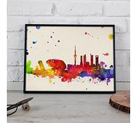 Nacnic City Art Madrid. Skyline Watercolor Style and Color explosion. Poster A3 size printed on 250 grams and inks. Home decor. Design the best price.
