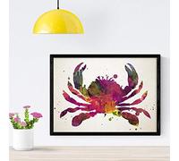 Nacnic Crab Poster Watercolor style. Animals sheets watercolor style interior decoration. A4 size