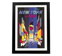 Nacnic Fly TWA New York Times Square Poster art, Size A3 Black frame. Vintage style Print for the decoration of living room walls, bedrooms, offices...