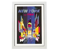 Nacnic Fly TWA New York Times Square Poster art, Size A3 White frame. Vintage style Print for the decoration of living room walls, bedrooms, offices...