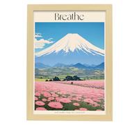 Nacnic Magnificent Mt.Fuji Poster. In Eclectic Japanese Decorative Print for your living room, bedroom, home. Wall art print. Sizes A3 with Lightwood Frames