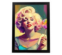 Nacnic Marilyn Monroe Poster in Full Colour Portrait Style. Cartoon Illustrations of Famous People in History. Interior Design and Decoration. Size A4.