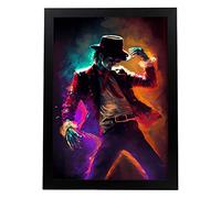 Nacnic Michael Jackson Poster in Full Colour Portrait Style. Cartoon Illustrations of Famous Musicians and Artists. Interior Design and Decoration. Size A3.