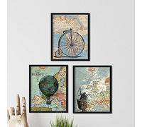 Nacnic PACK of sheets to frame TRAVELING THROUGHOUT THE WORLD. Posters with map images. Home decoration. Sheets to frame.