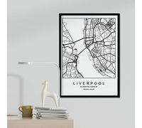 Nacnic Poster City Map of Liverpool city | Minimal Nordic style in black and white | Print of city map in Europe | A3 size | Decor for room, walls, office, shops