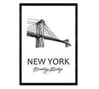 Nacnic Poster New York - Brooklyn Bridge. Sheets with monuments of cities. A4 size