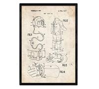 Nacnic Poster patent astronaut 2. Print with design patent in A3 size antique and vintage clothes background