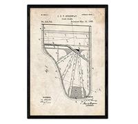 Nacnic Poster patent Piano. Sheet with old design patent in A3 size and vintage background
