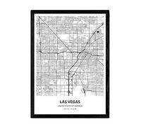 Nacnic Poster with map of Las Vegas - USA. Sheets US cities with seas and rivers in black color. A3 size