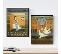 Nacnic Posters vintage. Posters advertising the world. Two sheets vintage train routes. A3 size
