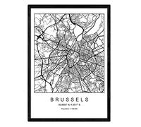 Nacnic Print city map Brussels Scandinavian style in black and white. A3 size,printed poster paper No 250 gr. Paintings, prints and posters for living room and bedroom
