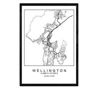 Nacnic Print city map Wellington Scandinavian style in black and white. Poster frame A4 Printed paper No 250 gr. Paintings, prints and posters for living room and bedroom