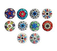 Nacnic Set of 10 ceramic knobs with different mosaic designs, hand painted. Handcrafted handles for cabinets, drawers, dressers and hangers.Classic knobs of 40 mm diameter.