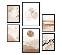 Nacnic Set of 6 Abstract Art posters. Collection of posters in collage aesthetic for interior decoration. Sizes A3 and A4. Frameless.