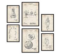 Nacnic Set of 6 Astronaut patent prints. Posters with retro patent illustrations for your home, shop, office... Vintage style interior decoration. A4 and A3 sizes. No frame.