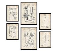 Nacnic Set of 6 Construction Tools 1 patent prints. Posters with retro patent illustrations for your home, shop, office... Vintage style interior decoration. A4 and A3 sizes. No frame.