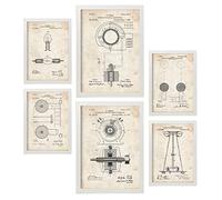 Nacnic Set of 6 Electricity 2 patent prints. Posters with retro patent illustrations for your home, shop, office... Vintage style interior decoration. A4 and A3 sizes. No frame.