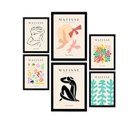Nacnic Set of 6 Henri Matisse Posters. Freedom. Abstract Fauvism Art Gallery Aesthetic Prints for Interior Design and Decoration. Sizes A3 & A4. Black Frames.