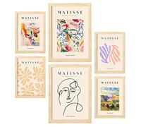 Nacnic Set of 6 Henri Matisse Posters. Scene. Abstract Fauvism Art Gallery Aesthetic Prints for Interior Design and Decoration. Sizes A3 & A4. Wooden Frames.