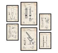 Nacnic Set of 6 Medicine patent prints. Posters with retro patent illustrations for your home, shop, office... Vintage style interior decoration. A4 and A3 sizes. No frame.