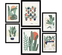 Nacnic Set of 6 Minimalism Posters in Pastel Colours. Desert Plants. Prints of Landscapes and Nature for Interior Design and Decoration. Sizes A3 & A4. Black Frames.