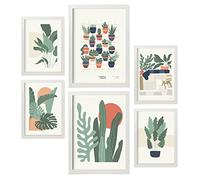 Nacnic Set of 6 Minimalism Posters in Pastel Colours. Desert Plants. Prints of Landscapes and Nature for Interior Design and Decoration. Sizes A3 & A4. White Frames.