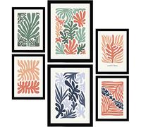 Nacnic Set of 6 Minimalism Posters in Pastel Colours. Plant Patterns. Prints of Landscapes and Nature for Interior Design and Decoration. Sizes A3 & A4. Unframed.