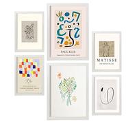 Nacnic Set of 6 Modernism posters. Collection of posters in collage aesthetic for interior decoration. Sizes A3 and A4. White frame.