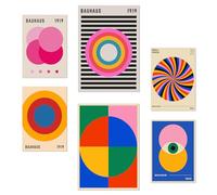 Nacnic Set of 6 posters Bauhaus Geometric Shapes Bright Colors Design illustration to decorate the walls of home. Rooms office shop. A3 & A4 size. Frameless.
