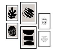 Nacnic Set of 6 posters Black and White. Collection of posters in collage aesthetic for interior decoration. Sizes A3 and A4. Frameless.