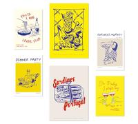 Nacnic Set of 6 posters Illustrations Of Food And Eating Yellow Pop Art Style Design illustration to decorate the walls of home. Rooms office shop. A3 & A4 size. Frameless.