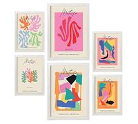 Nacnic Set of 6 posters Matisse Collect. Collection of posters in collage aesthetic for interior decoration. Sizes A3 and A4. White frames.