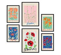Nacnic Set of 6 posters Spring flowers. Collection of posters in collage aesthetic for interior decoration. Sizes A3 and A4. Frameless.