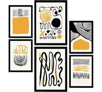 Nacnic Set of 6 Thick Black Ink Posters. Emotions. Artistic and Abstract Aesthetic Wall Art Prints for Interior Design and Decoration. Sizes A3 & A4. Black Frames.
