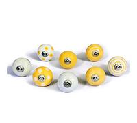 Nacnic Set of 8 Ceramic knobs in White and Yellow, Hand Painted with Different Designs. Handcrafted Handles for cabinets, Drawers, Dressers and Hangers. Classic knobs of 40mm Diameter.