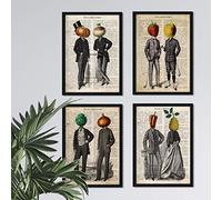 Nacnic Set of four sheets of fruits and vegetables. A4 size. Model 1. Without frame