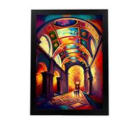 Nacnic Sistine Chapel Oil Painting Style Poster. Illustrations of monuments and cities in Full Colour Photographic Style. Interior Design and Decoration. Size A3 with Black Frames.
