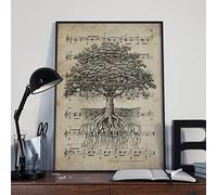 Nacnic Vintage Music Tree of Life Poster Art Picture on Ancient Sheet Music Lovers A3 Size Unframed