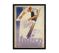 Nacnic Vintage Poster Ski in Italy. Sheets for interior decorating with vintage and antique advertising images. Paintings retro decor. A3 size