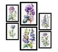 Nacnic Violet Posters. Full Colour Nature and Botany Prints with Floral Themes over Pure White Backgrounds. Aesthetic Illustrations for Interior Design and Decoration. A4 & A3.