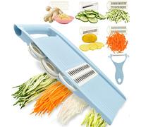 NACOLUS 5 in 1 Mandoline Slicer for Kitchen, Vegetable Slicer Multi Blade Potato Chip, Veggie Slicer, Vegetable Cutter, Julienne Shredder and peeler For Small Job In Kitchen Blue